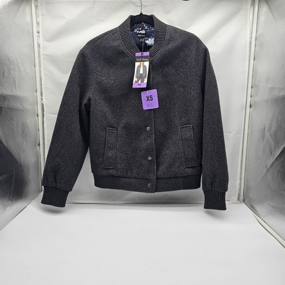 Well Worn Jackets & Blazers - NWT Well Worn Womens Size XS  Charcoal Grey Bomber Jacket Snap-up Pockets